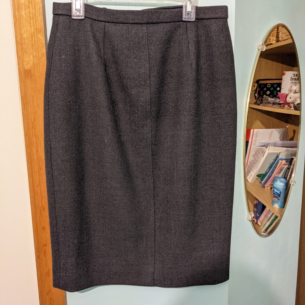 Charcoal Gray Asymmetrical Zipper Pencil Skirt - Picture 3 of 3